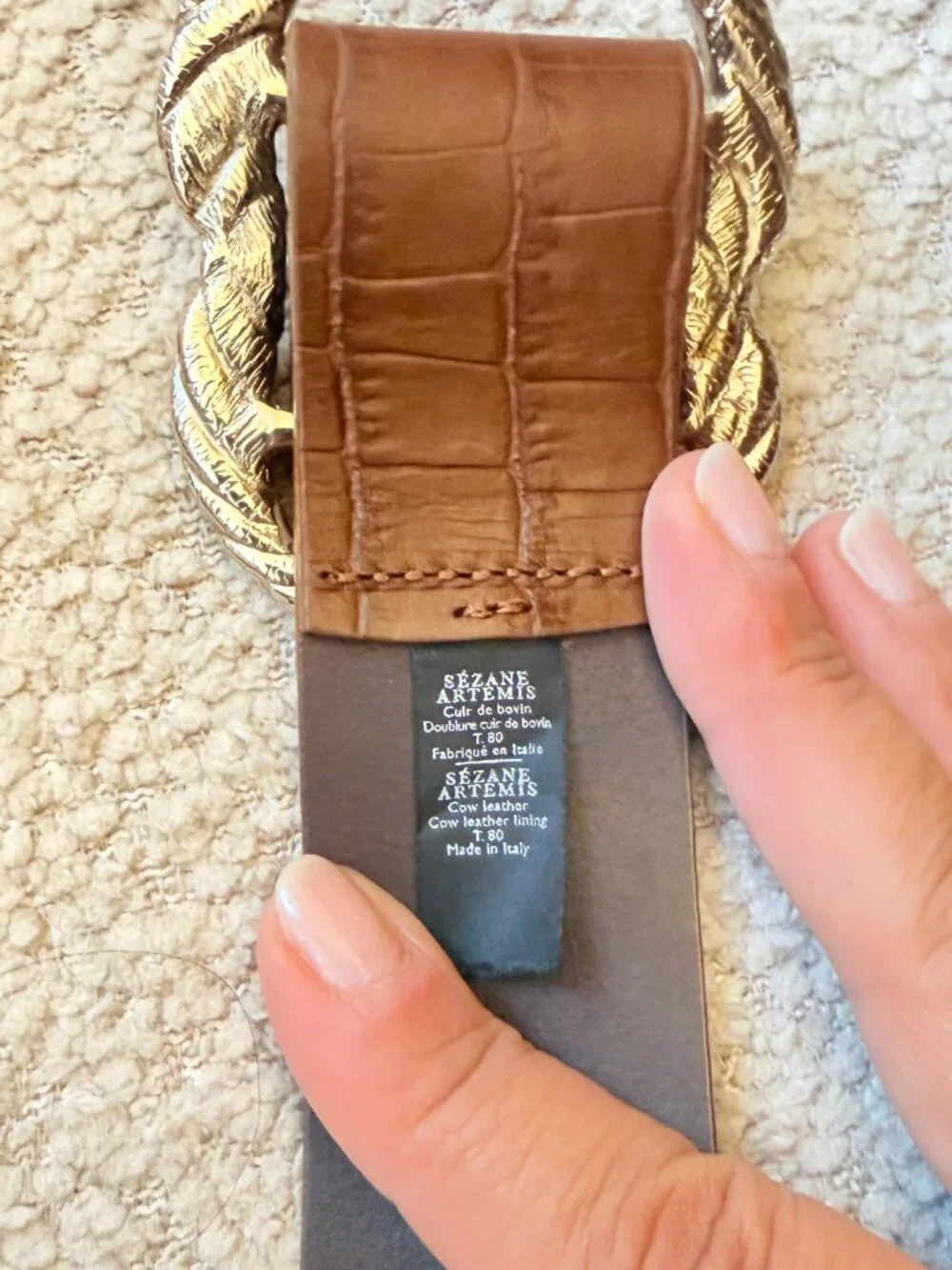 Sézane Artemis Belt brown crocodile belt
